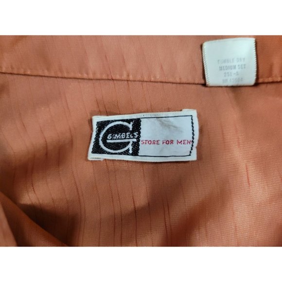 Vintage Gimbels Mens Pink Polyester Button Front Disco Shirt M - Picture 7 of 9